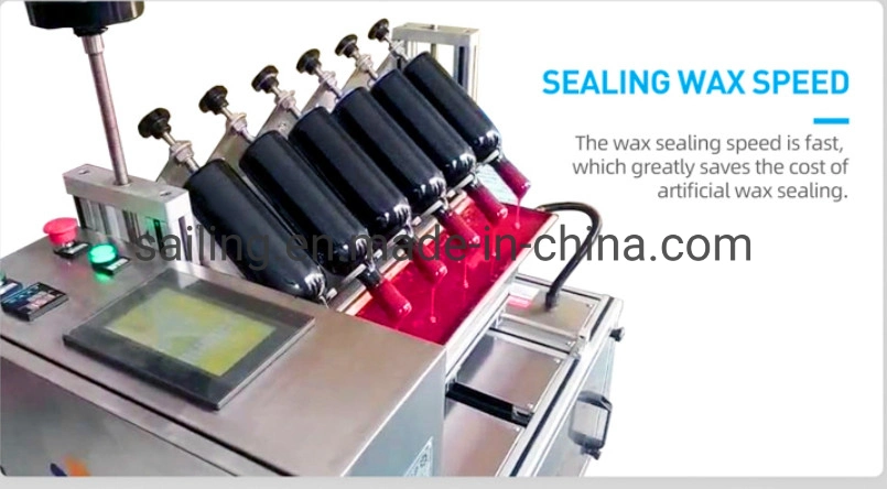 Factory Six Head Wax Sealing Line Wax Seal Machine for Red Champagne Wine Bottles