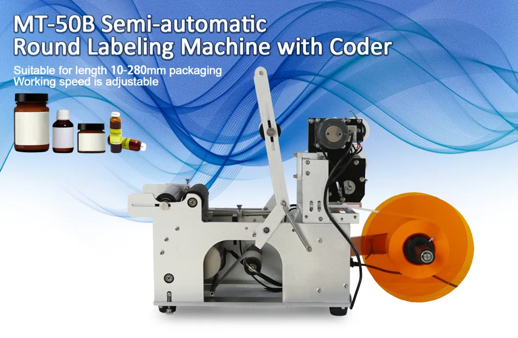 Mt-50b Semi-Automatic Sticker Labeling Machine for Jar with Expire Date Printer
