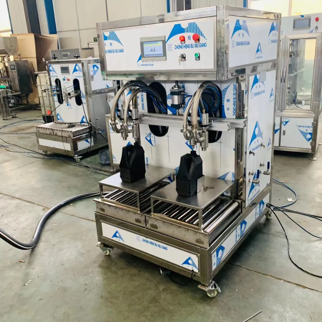 Semi-Automatic 2-Heads Weighing Capping Filling Machine for Liquid /Oil/Lubricant Filler