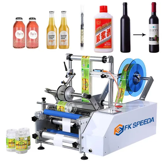 Manual Fast Semi Automatic Adhesive Wine Round Bottle Labeling Machine